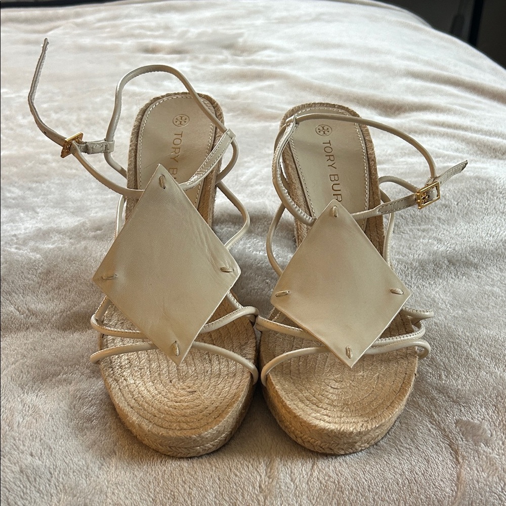 Tory Burch Cream Espadrille Wedges